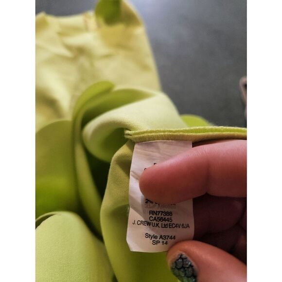 J Crew Scalloped Shift neon citrine Sleeveless Dress sz 2 - Picture 4 of 5